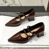 Zapatos de Charol de Punta Francesa Jin Bukang Nuevo Otoño Elegante Estilo Hada Mary Jane Tacones Altos para Commuter