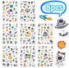 Pegatinas de planeta láser transfronterizas, 225 piezas de dibujos animados con purpurina aeroespacial espacial impermeables para planificador DIY pegatinas de astronauta