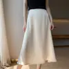 26 nueva falda de satén de verano estilo A adelgazante, falda de longitud media que se ajusta a la cadera, falda de satén tipo paraguas, color liso estilo coreano ropa para mujer