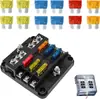 Caja de Fusibles para Coche, Accesorios para Barco y Coche, Tipo Tornillo Enchufable con Terminal Negativo, Luz Indicadora LED, Caja de Fusibles de Múltiples Vías