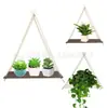 Estante de Almacenamiento de Cuerda de Cáñamo de Madera Personalizado para Montar en la Pared, Organizador de Macetas Colgante de Pared, Colgante de Arte de Pared de Tabla de Madera