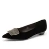 Estilo Francés Elegante Hebilla Cuadrada de Pedrería Punta Fina Tacón Bajo Ligero Cómodo No Cansan los Pies Moda Commute Ropa Exterior Zapatos Individuales para Mujer