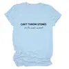 Amazon Moda Casual Europea y Americana Transfronteriza No Se Pueden Tirar Piedras Estampado de Letras Verano Versátil Camisa de Manga Corta