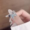 Niche Design Sense Blue Enamel ins Irregular Plissado Sense Personalidade Borboleta Moda Anel Aberto para Mulheres