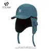 Gorra de Béisbol Cálida Protectora para los Oídos con Impresión de Logo Personalizado, Gorra Estilo Lei Feng para Mujer Otoño e Invierno, Gorra de Punto, Personalización en Pana