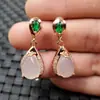 Aretes de Jade Dragón de Jade Aretes de Calcedonia Blanca Forma de Gota de Agua Aretes con Incrustaciones de Ágata de Calcedonia Aretes de Gota de Jade