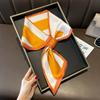 Lenço de Seda com Bolinhas e Fita para Mulheres, Versátil para Primavera e Outono, Lenço Fino Estilo Coreano, Lenço Pequeno de Pescoço com Decoração Diagonal, Elegante