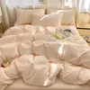 Conjunto de Cama de Algodão Puro Quatro Peças Classe A para Maternidade e Bebê com 60 Contagens, Conjunto de Roupa de Cama 100% Algodão Estilo Ins, Têxtil para Casa Nantong Cor Sólida, Estilo Primavera e Outono