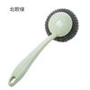 Cepillo para Ollas de Mango Largo Cepillo Limpiador de Cocina para Ollas Cepillo Multifuncional Descontaminante para Lavar Platos Bola de Acero para Ollas Artefacto Limpiador de Ollas para el Hogar