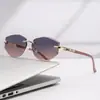 Gafas de Sol Sin Marco con Borde Cortado Transfronterizas Nuevo Estilo Tendencia de Personalidad Polígono Irregular para Mujer Viaje Protección Solar Gafas de Sol