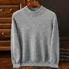 Nuevo Suéter de Lana Australiana de Cuello Redondo para Hombre de Primavera y Otoño Top Casual Camiseta Base de Color Sólido Suéter de Punto Versátil para Hombre