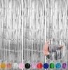 Cortina de seda de lluvia de 2 m * 1 m para decoración de escenarios, fiestas de cumpleaños, bodas y ceremonias, accesorios para fotos, cortina de puerta de seda de lluvia