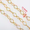 Acero Inoxidable Chapado en Oro Oro Cadena Cruzada Extra Larga Patrón de Diente Ovalado DIY Collar Pulsera Accesorios de Cadena para Joyería