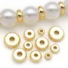 Contas Espaçadoras de Cobre Banhadas a Ouro 18K, Contas Planas de Ábaco Cor Dourada, Acessórios para Joias DIY Feitos à Mão, Contas com Superfície Lisa