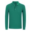 Camisa polo casual de solapa de manga larga de 210 g para hombre, clásica casual recta con solapa, camiseta con logo bordado personalizado