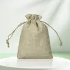 Bolsa de almacenamiento de joyería de lino de imitación bolsillo de lino algodón lino embalaje bolsa de lino bolsa con cordón jabón hecho a mano bolsa de tela pequeña