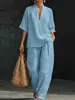 Ropa de mujer transfronteriza europea y americana para primavera y verano 2026, conjunto de dos piezas suelto, casual, cómodo, simple, de color liso
