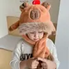 Gorro de Capibara de Invierno Bufanda Infantil Integrada Bufanda de Otoño e Invierno con Orejas Móviles para Niños y Niñas