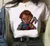 Camiseta Estampada Gráfica Chucky Moda Streetwear Casual Gola Redonda Manga Curta Tamanho Grande Feminina