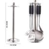 Utensilios de Cocina de Acero Inoxidable 304 Espátula Cuchara para Cocinar Mango de Madera Engrosado Cuchara para Sopa Espátula Grande con Ranuras Juego de Utensilios para Saltear Cocina