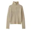 Fábrica de Ropa para Mujer Transfronteriza Venta al por Mayor 2026 Suéter de Punto con Cremallera Media Cuello Alto Borde Acanalado Texturizado