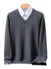Suéter de cachemira con cuello en V para hombre, nuevo estilo otoño/invierno, suéter de punto casual de negocios de manga larga, suéter de cachemira, disponible para dropshipping