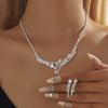 Estilo europeu e americano de luxo noiva gota de água zircão colar de jóias terno modelo dama de honra flor brincos brincos conjunto de duas peças