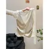 Top de punto retro color block de principios de otoño, con diseño de dos piezas simulado, cintura con cordón para un efecto adelgazante y mangas largas - una pieza deslumbrante