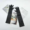 Um Par de Luvas Brancas Infantis Luvas Longas para Performance Luvas Rosa Preto Laranja Amarelo Vestuário de Performance de Palco