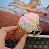 Producto Terminado Creativo Lana Tejida Helado Llavero Cadena Lindo Dibujo Animado Cono Pareja Colgante de Bolso Pequeño Regalo
