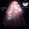 Nueva Corona de Borla Celebridad de Internet del Mercado Nocturno Lazo de Doble Capa con Malla Luminosa Foto Femenina Hermoso Velo Luminoso