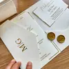 Conjuntos de Cartões Mais Vendidos com 70% de Desconto, Estampagem Dourada, Convites de Acrílico, Convites de Casamento, Convites de Casamento Personalizados para Imprimir