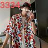 Camisas Florales de Manga Corta Estilo Hong Kong Retro Vetiver Estilo Coreano Modernas Guapas para Hombre y Mujer, Tops Modernos y de Cuento de Hadas