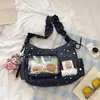 Bolsa ita em formato de estrela estilo japonês para mulheres, bolsa de ombro transparente com retalhos de grande capacidade, bolsa transversal doce para meninas e alunas do ensino fundamental