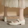Zapatos de Mujer Jin Gang MY2809 Mary Jane con Tacón Grueso 2024 Nuevos Zapatos de Cuero para Primavera y Otoño Zapatos de Tacón Bajo Zapatos Bajos de Boca Única para Mujer