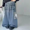 Conjunto jeans para meninas, coleção primavera/outono, novo estilo 2026, casaco da moda e calça pantalona estilosa, conjunto de duas peças para crianças