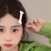 Horquilla de hueso pequeño estilo crema, linda y suave, con forma de corazón para niña, horquilla de pico de pato, divertida horquilla de estilo japonés, flequillo para estudiante.