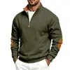 Sudadera casual de moda retro con patchwork, cuello alto y media cremallera para hombre, nueva de otoño e invierno, europea y americana, transfronteriza de Amazon