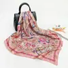Lenço de Seda com Padrão Paisley Clássico Europeu e Americano para Mulheres, Lenço de Cabeça Versátil da Moda em Seda Sintética, Lenço Quadrado de 90cm, Atacado Transfronteiriço