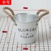 Balde de Metal Florido Vintage Desgastado Balde de Floricultura Balde para Arranjo de Flores com Barbante Alças Duplas Balde Decorativo para Flores Balde para Flores Estilo Americano