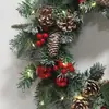 Nova Guirlanda de Natal de Luxo Acessível Mergulhada em Agulhas de Pinheiro Branco Folhas de Pinho Misturadas com Frutas Vermelhas Guirlanda de Pinhas Pinos de Porta e Janela Decoração de Natal