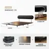 Nova Cama com Encosto Ultra-Fino de Aço Carbono com Cabeceira Suspensa Estilo Antigo, Cama de Couro Preto, Cama Estilo Francês Retrô para Apartamentos Pequenos