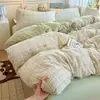 Juego de ropa de cama de cuatro piezas de gasa de doble capa Clase A 100% algodón, funda de edredón de algodón puro, sábana bajera y funda de edredón, modelo nuevo para dormitorios estudiantiles, juego de tres piezas 4