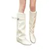 Moda botas largas con hebilla de cinturón, diseño convertible, desmontables, nuevo estilo 2026 para mujer con polaina interior que aumenta la altura, efecto adelgazante