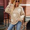 Suéter de Punto de Manga Larga Casual Europeo y Americano de Venta Caliente Transfronterizo Suelto Perezoso para Mujer Cuello Redondo Flor Suéter Crochet Tridimensional