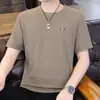 Camiseta de Verano Fina de Seda de Hielo de Manga Corta para Hombre, Top Transpirable Ajustado, Camiseta de Talla Grande, Camisa de Media Manga Hueca para Hombre
