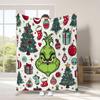 Manta Popular de Cuatro Estaciones Transfronteriza de Comercio Exterior Verde Navideño Peluda Grinch Manta de Franela Manta para Siesta con Aire Acondicionado
