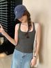 Camisola pequeña con cuello cuadrado de color para mujer, ropa interior de verano, nueva prenda exterior entallada, sin mangas, top corto con espalda hermosa de Spice Girls