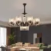 Candelabro de Cristal Estilo Americano, Iluminación para Sala de Estar, Lujo Moderno Minimalista, Dormitorio, Comedor, Edificio Dúplex, Iluminación de Vestíbulo de Villa
