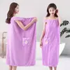 Toalla de baño, Bata de baño para mujer, Uso en casa, Absorbente, Toalla de baño grande, Bata de dormir, Vellón de coral, Manga corta, Secado rápido, Toalla de baño vestible